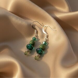 Sea Mist: Teal Green Gradient Dangle Earrings with Sterling Silver Ear Wires